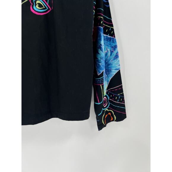 New Direction Vintage Jacket Womens XL Black Floral Heart Embroidered Button - Picture 13 of 16